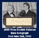 1940 Nile Kinnick University of Iowa Signed Cut Display - TOUGHEST HEISMAN AUTOGRAPH Fresh to Hobby - JSA