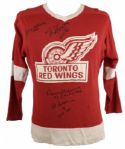 1960s-70s Toronto Red Wings Signed Jersey - Norm Ullman Al Arbour Red Kelly & Johnny Wilson Who Played For Red Wings & Maple Leafs  3 HOFers - JSA 
