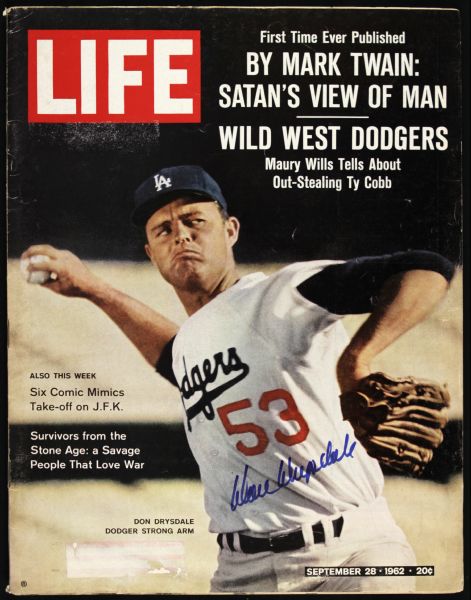 1962 Don Drysdale Los Angeles Dodgers Signed LIFE Magazine - JSA 