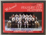 1982-83 Chicago Blackhawks Signed 11 x 14 Photo Display w/21 Sigs. & Full Ticket- JSA