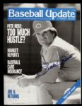 1989 Joe DiMaggio New York Yankees & Pete Rose Cincinati Reds Signed Baseball Update Magazine - JSA 