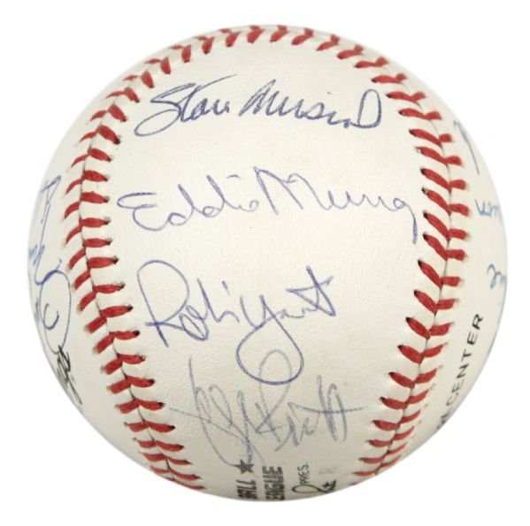 1989-93 3,000 Hit Club Multi Signed ONL (Baseball w/13 Sigs. Incl. Yaz Hank Aaron Willie Mays Musial Yount Brett - JSA 