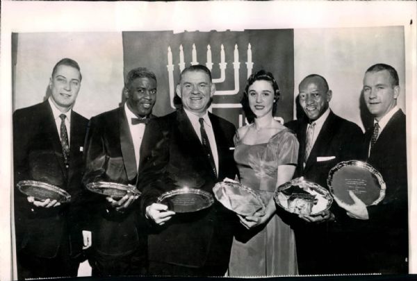 1956 Bnai Brith Award Winners Jackie Robinson and Shelley Mann “St. Petersburg Times” Original 6.5 x 10 News Photo (“St. Petersberg” Hologram/MEARS LOA)