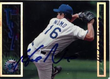 1996 Hideo Nomo Los Angeles Dodgers Signed Topps Stadium Club Card - JSA 