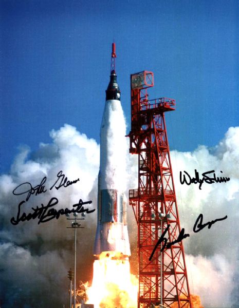 2002 40th Anniversary of Americans in Orbit Mercury Signed 8 1/2" x 11" Photo w/John Glenn Scott Carpenter Wally Schirra & Gordon Cooper - JSA
