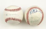 1984-94 Milwaukee Brewers Signed OAL (Brown) Baseball - Lot of 2 w/ Bob Uecker On Both & Paul Molitor - JSA 