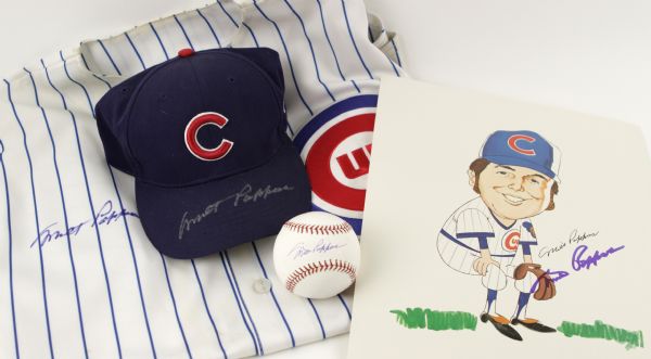 1972 Milt Pappas Chicago Cubs Signed Jersey Cap Print & Single Signed Baseball - JSA 