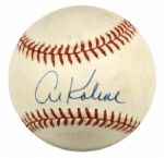 1980s-90 Hall of Fame Sluggers Single Signed ONL & OAL Baseball - Lot of 9 w/Musial Mathews Appling Kaline Schmidt Winfield - JSA 