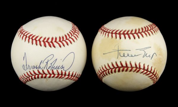 1980s Willie Mays San Francisco Giants & Frank Robinson Baltimore Orioles Single Signed OAL or ONL Baseball - Lot of 2 - JSA 