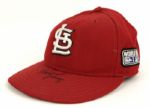 2004 Hector Luna St. Louis Cardinals Game Worn World Series Signed Cap (MEARS Auction LOA) 