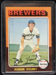 1975-88 Robin Yount Milwaukee Brewers Collection - Single Signed Baseball 1975 Topps Rookie & Mini & Donruss Materials Card - JSA