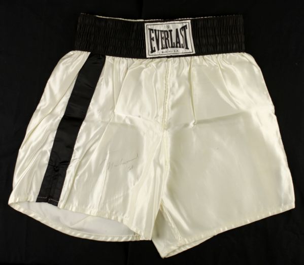 1980s Muhammad Ali Signed Satin Everlast Boxing Shorts - PSA/DNA Sticker 