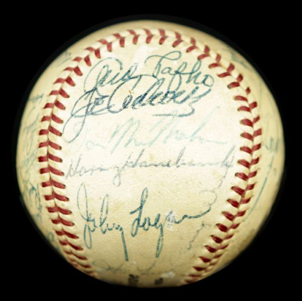 1958 Milwaukee Braves Team Signed ONL (Giles) Baseball w/ 25 Sigs. Incl. Mathews Spahn Shoendienst - JSA Full Letter 