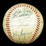 1958 Milwaukee Braves Team Signed ONL (Giles) Baseball w/ 25 Sigs. Incl. Mathews Spahn Shoendienst - JSA Full Letter 