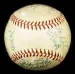1958 Milwaukee Braves Team Signed ONL (Giles) Baseball w/ 25 Sigs. Incl. Mathews Spahn Shoendienst - JSA Full Letter 