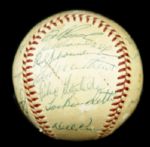 1958 Milwaukee Braves Team Signed ONL (Giles) Baseball w/ 25 Sigs. Incl. Mathews Spahn Shoendienst - JSA Full Letter 