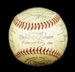 1958 Milwaukee Braves Team Signed ONL (Giles) Baseball w/ 25 Sigs. Incl. Mathews Spahn Shoendienst - JSA Full Letter 