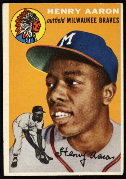 1954 Hank Aaron Milwaukee Braves Topps Rookie Card #128 