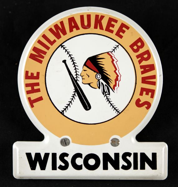 1953-65 Milwaukee Braves Wisconsin License Plate Attachment