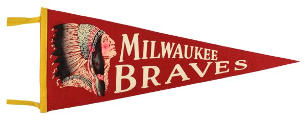 1950s Milwaukee Braves Full Size Pennant - Early Style