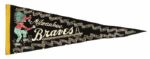 1956 Milwaukee Braves Full Size Scroll Pennant - Rare Style