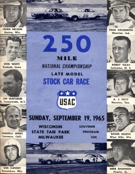 1965 Stock Car National Championship Race Program w/2 Tickets A.J. Foyt & Other Fliers