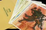 1965-66 Green Bay Packers Mobil Oil Posters - Lot of 8 (11" x 14") Incl. 4 Mailing Envelopes 