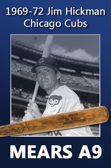 1969-72 Jim Hickman Chicago Cubs H&B Lousiville Slugger Professional Model Game Used Bat (MEARS A9)