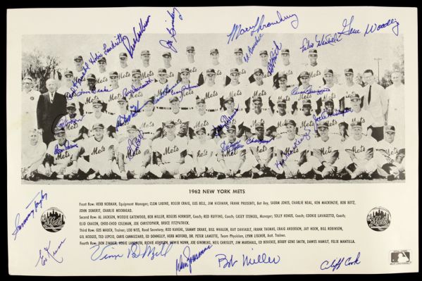 1962 New York Mets Team Signed 17" x 11" Photo - JSA 
