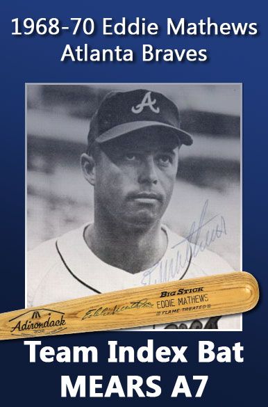 1968-70 Eddie Mathews Adirondack Professional Model Team Index Bat (MEARS A7)