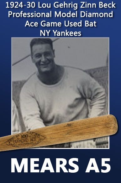 1924-30 Lou Gehrig New York Yankees Zinn Beck 100 Professional Model Game Used Bat (MEARS A5)