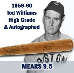 1959-60 High Grade Ted Williams H&B Louisville Slugger Professional Model Game Used Bat w/ vintage autograph (MEARS A9.5) Ted gets specific!