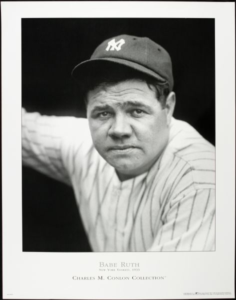 1990s Babe Ruth New York Yankees Charles Conlon Poster Print - 21 1/2" x 28" 