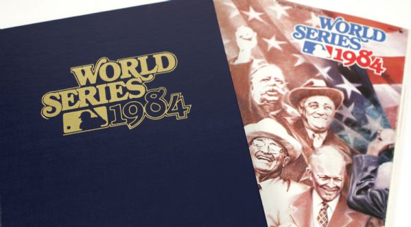 1984 World Series Leatherbound Program & Regular Issue Program Issued to Bill Haig