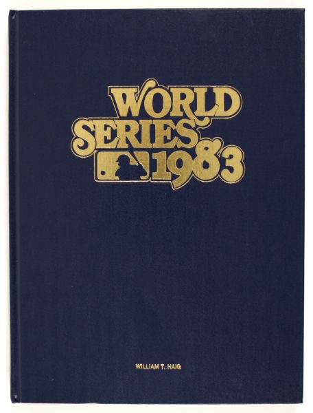 1983 World Series Rare Leatherbound Program - Bill Haig Orioles vs. Phillies