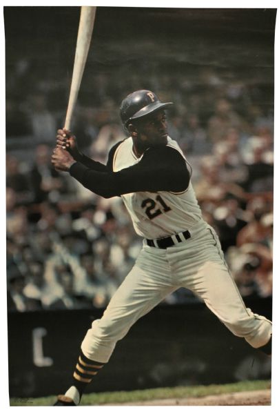 1960s Roberto Clemente Pittsburgh Pirates 24" x 36" Poster Full Color Image