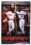 1980s Ken Griffey Jr. & Sr. Signed Poster & Nolan Ryan Signed Poster (MEARS Auction LOA) 