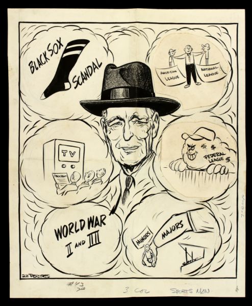 1940s Depiction of Connie Mack Philadelphia As 13" x 16" Original Production Art 