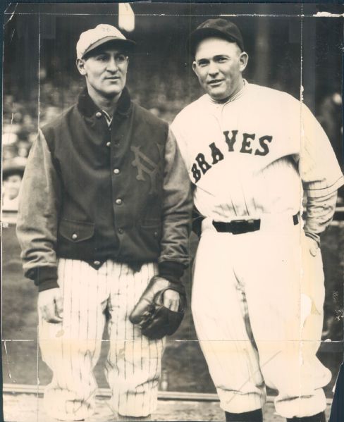 1928 Rogers Hornsby Boston Braves Andy Cohen New York Giants "Boston Herald Archives" Original 7.5" x 9.5" Photo (Boston Herald Hologram/MEARS LOA)