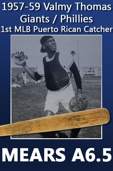 1957-59 Valmy Thomas First Puerto Rican Catcher in MLB H&B Louisville Slugger Professional Model Game Bat (MEARS A6.5)