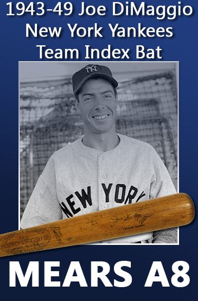 1943-49 Joe DiMaggio New York Yankees H&B Louisville Slugger Professional Model Game Used Team Index Bat (MEARS A8)