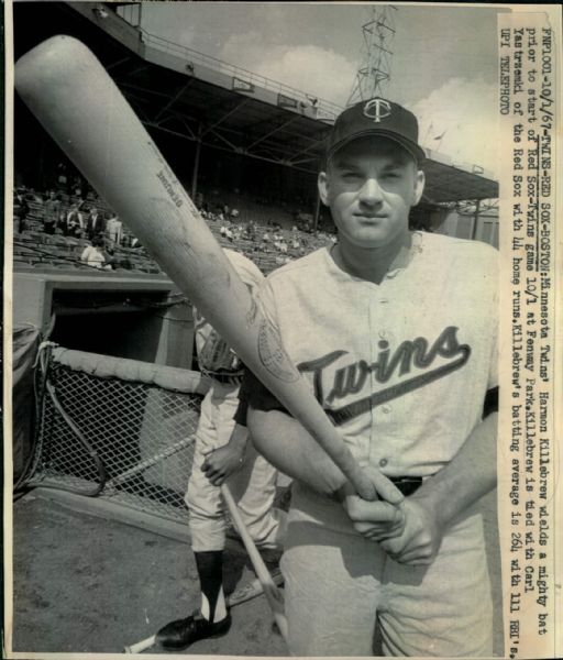 1967 Harmon Killebrew Minnesota Twins "Boston Herald Collection Archives" Original 8" x 10" Photo (Boston Herald Archives Hologram/MEARS Photo LOA)
