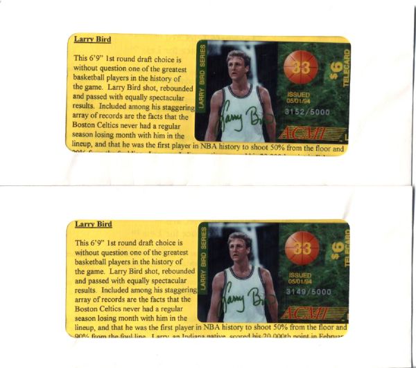 1994 Larry Bird Boston Celtics Calling Card - Lot of 2