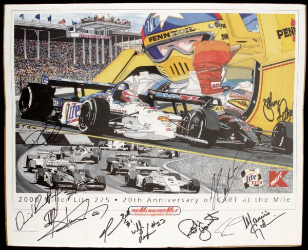 2000 Miller Lite 225 22 1/2" x 18" Poster Signed by Heli Castroneves & Robin Yount - JSA 
