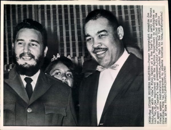 1960 Joe Louis Meets Fidel Castro "Boston Herald Archives" Original Photo - Lot of 2 (Boston Herald Hologram/MEARS LOA)