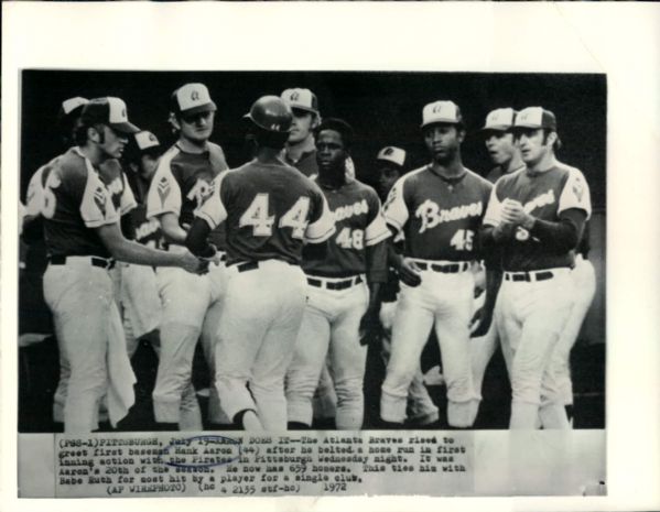 1972 Hank Aaron HR 659 Atlanta Braves "Boston Herald Collection Archives" Original 7" x 9" Photo (Boston Herald Archives Hologram/MEARS Photo LOA)