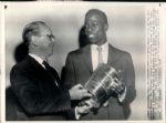 1957 Hank Aaron Milwaukee Braves Norman Klug Miller Brewing President "Boston Herald Collection Archives" Original 6.5" x 9" Photo (Boston Herald Archives Hologram/MEARS Photo LOA)