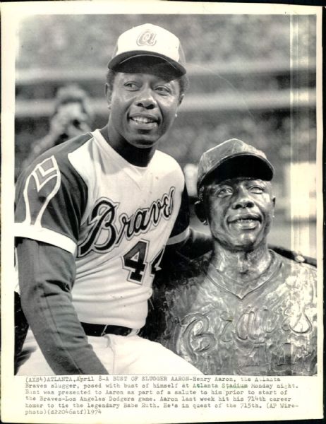 1974 Hank Aaron Atlanta Braves "Boston Herald Collection Archives" Original 7.5" x 9.5" Photo (BH Hologram/MEARS LOA)