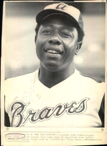 1974 Hank Aaron Atlanta Braves "Boston Herald Collection Archives" Original 7" x 10" Photo (BH Hologram/MEARS LOA)