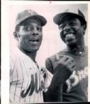1973 Hank Aaron Willie Mays Atlanta Braves New York Mets "TSN Collection Archives" Original 7" x 8" Photo (Sporting News Collection Hologram/MEARS LOA)